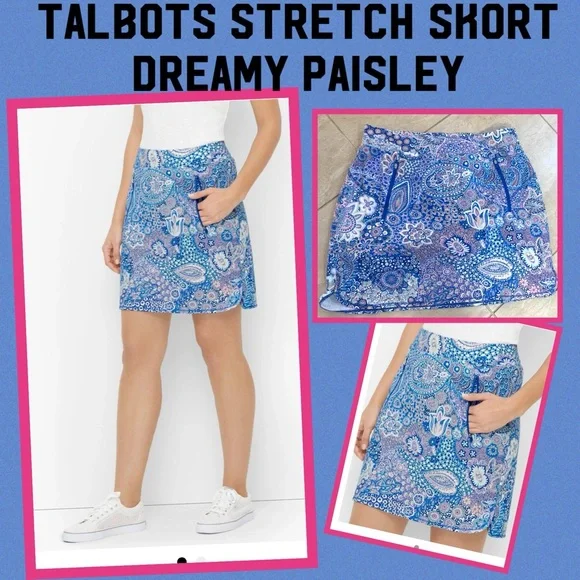TALBOTS -PART T BY TALBOTS STRETCH SKORT - DREAMY PAISLEY - Picture 1 of 10